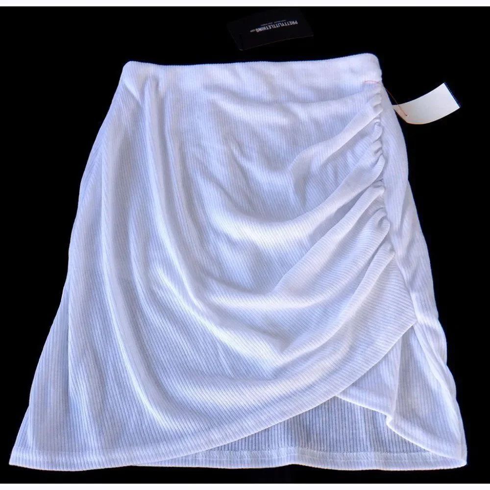 NWT Pretty Little Thing White draped skirt
